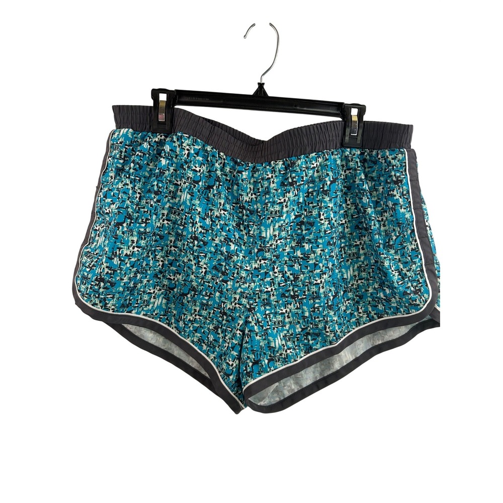 Be Inspired Running Shorts XL Teal Abstract Geometric Athletic Women